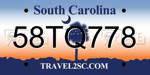 58TQ778 South Carolina License Plate