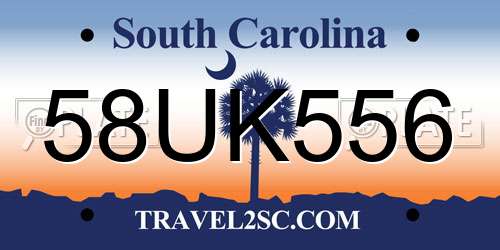 58UK556 South Carolina License Plate