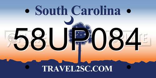 58UP084 South Carolina License Plate
