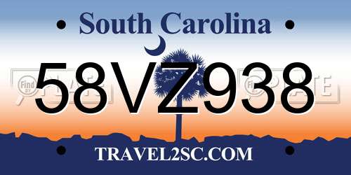 58VZ938 South Carolina License Plate