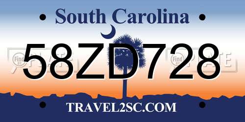 58ZD728 South Carolina License Plate