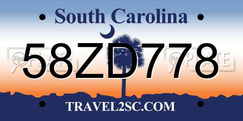 58ZD778 South Carolina License Plate
