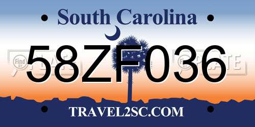 58ZF036 South Carolina License Plate
