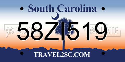 58ZI519 South Carolina License Plate