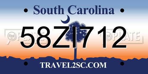 58ZI712 South Carolina License Plate