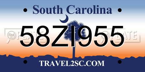 58ZI955 South Carolina License Plate