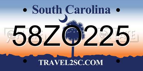 58ZO225 South Carolina License Plate