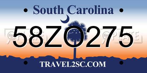 58ZO275 South Carolina License Plate