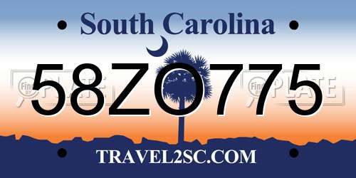 58ZO775 South Carolina License Plate