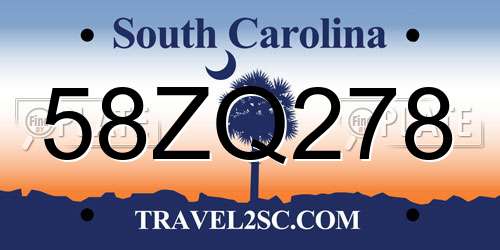 58ZQ278 South Carolina License Plate
