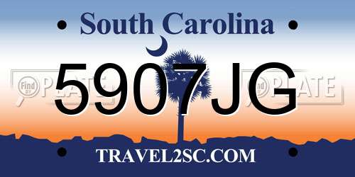 5907JG South Carolina License Plate