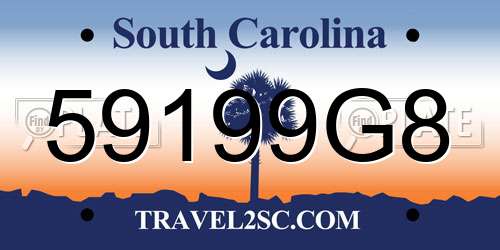 59199G8 South Carolina License Plate