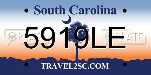 5919LE South Carolina License Plate
