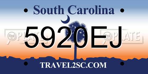 5920EJ South Carolina License Plate