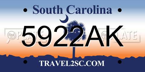 5922AK South Carolina License Plate