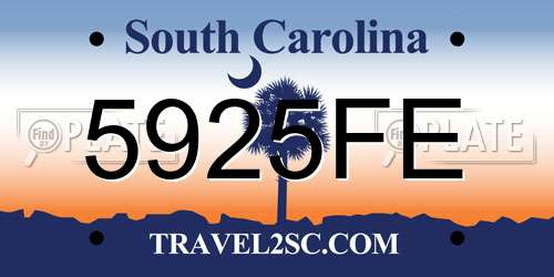 5925FE South Carolina License Plate