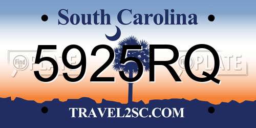 5925RQ South Carolina License Plate