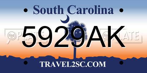 5929AK South Carolina License Plate