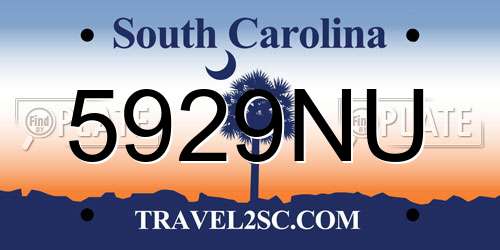5929NU South Carolina License Plate