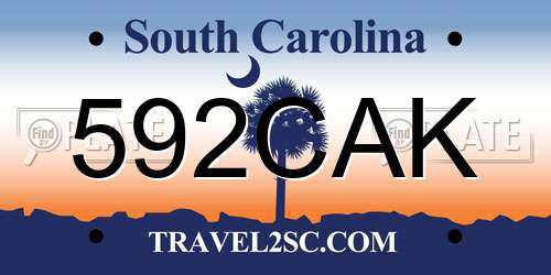 592CAK South Carolina License Plate
