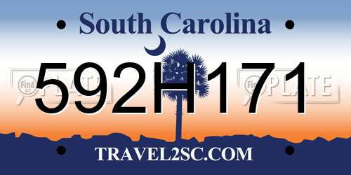 592H171 South Carolina License Plate