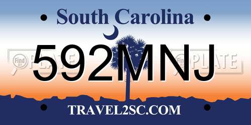 592MNJ South Carolina License Plate