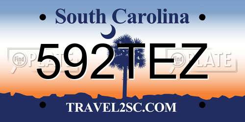 592TEZ South Carolina License Plate