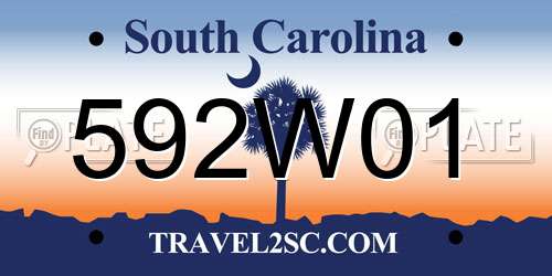 592W01 South Carolina License Plate