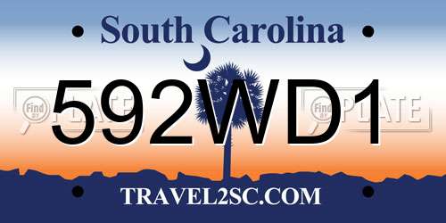 592WD1 South Carolina License Plate