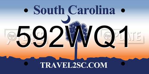 592WQ1 South Carolina License Plate