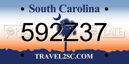 592Z37 South Carolina License Plate
