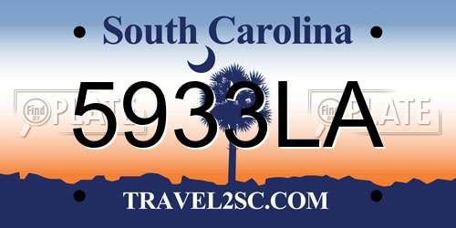 5933LA South Carolina License Plate