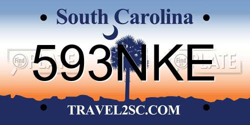 593NKE South Carolina License Plate