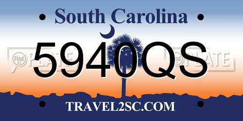 5940QS South Carolina License Plate