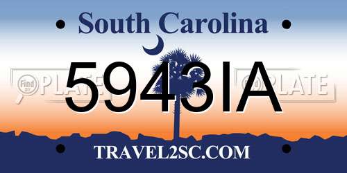 5943IA South Carolina License Plate
