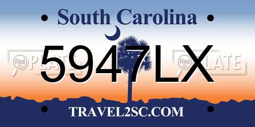 5947LX South Carolina License Plate