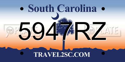 5947RZ South Carolina License Plate
