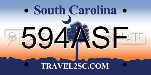594ASF South Carolina License Plate