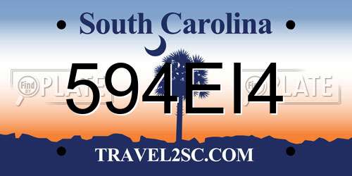 594EI4 South Carolina License Plate
