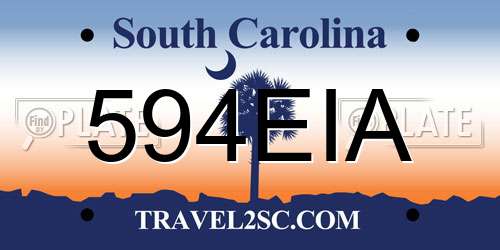 594EIA South Carolina License Plate