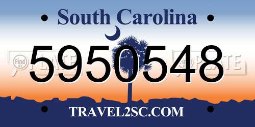 5950548 South Carolina License Plate