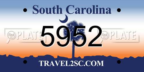 5952 South Carolina License Plate