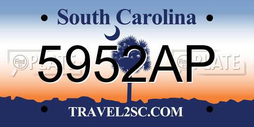 5952AP South Carolina License Plate