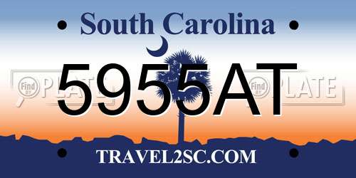 5955AT South Carolina License Plate