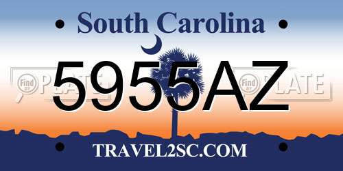 5955AZ South Carolina License Plate