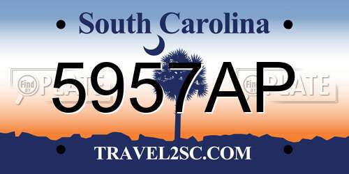5957AP South Carolina License Plate