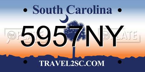 5957NY South Carolina License Plate