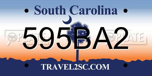 595BA2 South Carolina License Plate