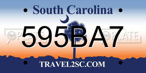 595BA7 South Carolina License Plate