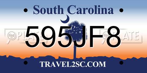 595JF8 South Carolina License Plate